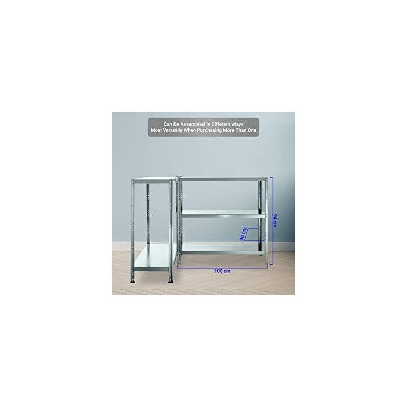 SCAFFALE IN METALLO ZINCATO ETTORE KIT BULLONI 100 X 40 X H187 CM CON 5 SCAFFALI
