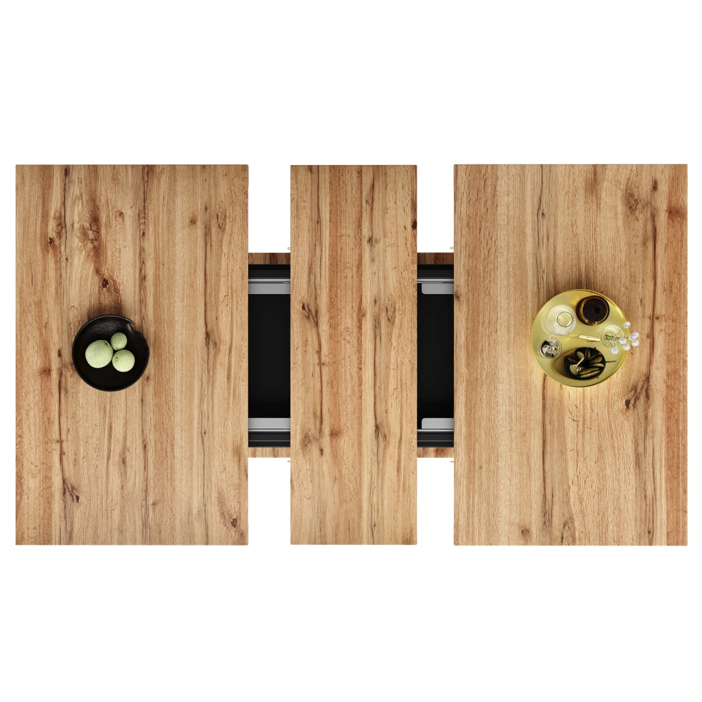 Tavolo da Pranzo Allungabile con Ripiani ¨C Xylo ¨C 140x70 cm, Legno Naturale e Nero