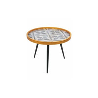 TAVOLINO TONDO IN LEGNO LACCATO 60 X 45 CM GREY FLOWER