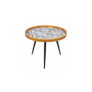 TAVOLINO TONDO IN LEGNO LACCATO 60 X 45 CM GREY FLOWER
