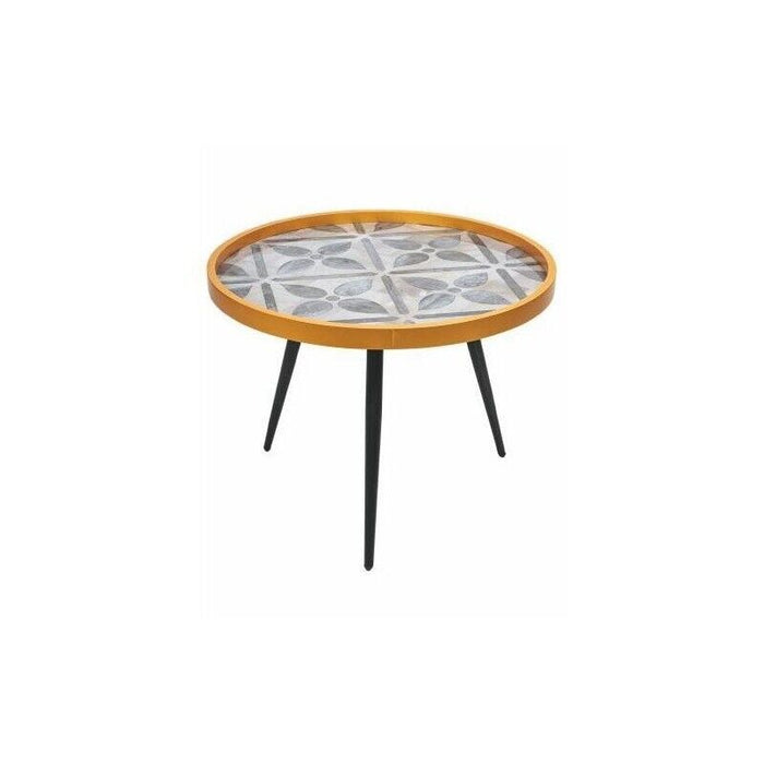 TAVOLINO TONDO IN LEGNO LACCATO 60 X 45 CM GREY FLOWER