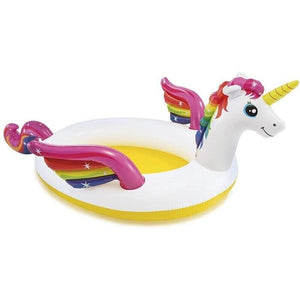 INTEX PISCINA KIDS UNICORNO CON SPRUZZINO 272X193X104 CM IN PVC SPESSORE DI 0.28