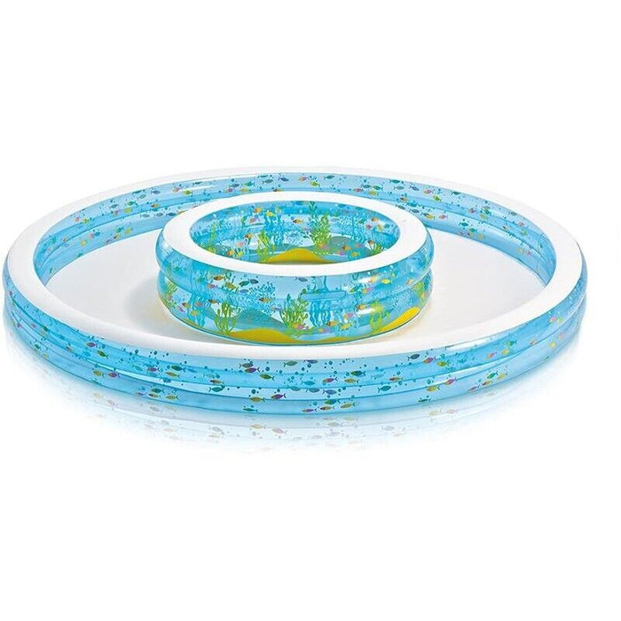 INTEX PISCINA DOPPIA PESCIOLINI 279X36 CM C.MAX 730+208 LT CON SPRUZZINO ETÀ 2+