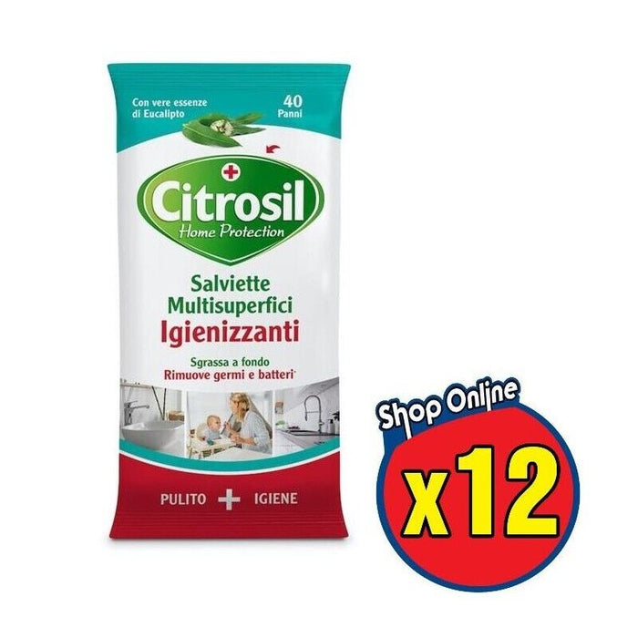 SET 12 CITROSIL SALVIETTE IGIENIZZANTI MULTIUSO UMIDIFICATE EUCALIPTO