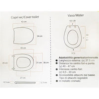 MAURY'S COPRI WATER WC EXTRA BIANCO KIT DI MONTAGGIO CON GANCI INOX