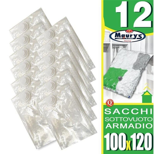 12 MAURY'S BUSTE SACCHETTI SALVASPAZIO SOTTOVUOTO BIANCHERIA DIMENSIONE MAXI 100X120CM