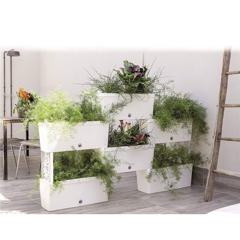 FIORIERA BRIK KIT 5 VASI IRRIGAZIONE VASI COMUNICANTI 59X23X27 (X5PZ) COLORE PANNA