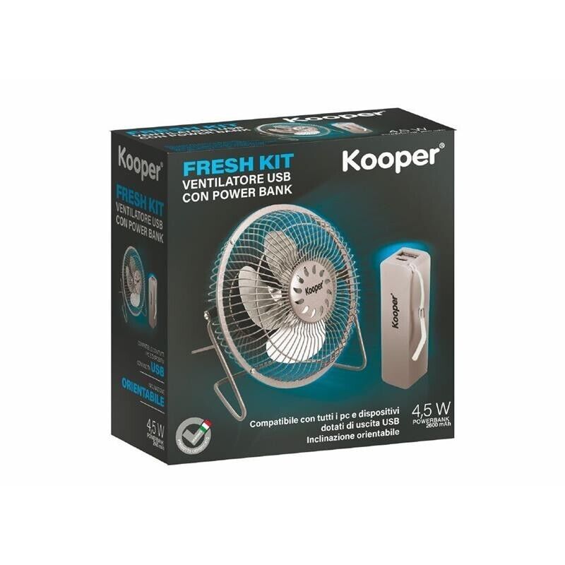 KIT POWER BANK + MINI VENTILATORE GRIGIO USB 5 V