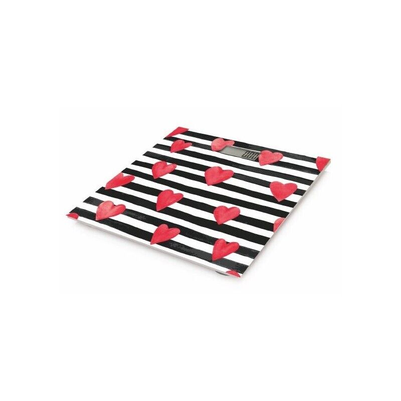 CUORI E STRISCE BILANCIA PESAPERSONE IN PLASTICA E VETRO TEMPERATO