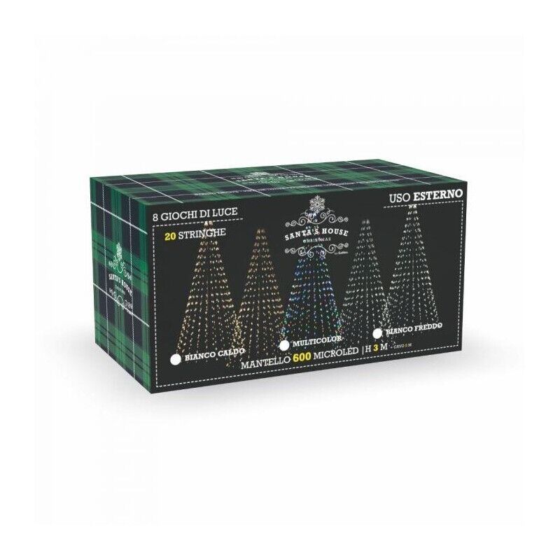 MANTELLO 600 MICROLED ESTERNO BIANCO FREDDO IN PLASTICA RAME E VETRO