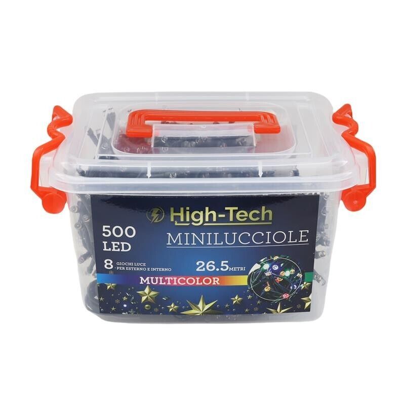 HIGH-TECH LUCI DI NATALE 500 LED MULTICOLOR DA INTERNO E ESTERNO 26,5 METRI