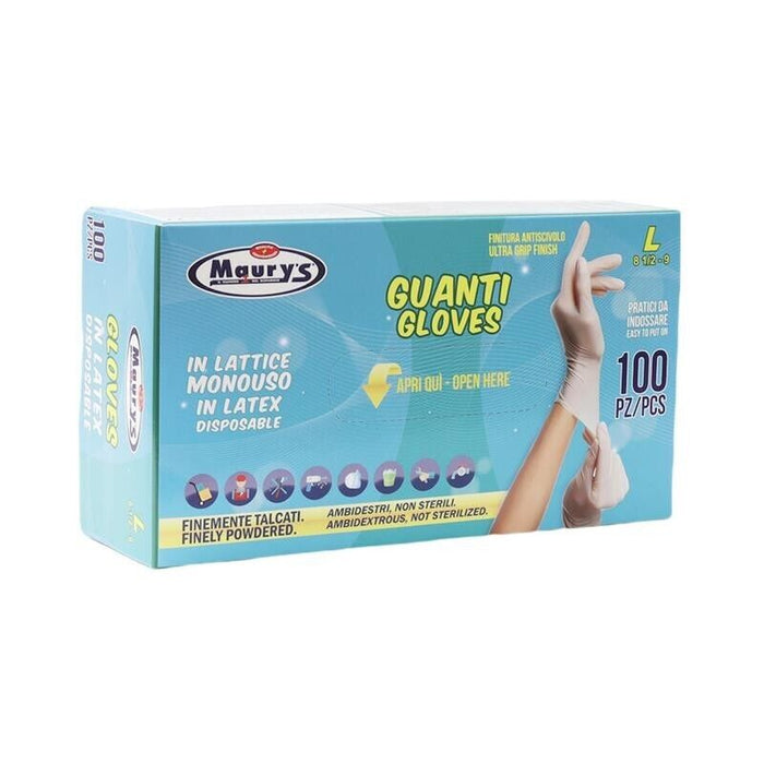 MAURY'S GUANTI IN LATTICE IN CONFEZIONE DA 100 PEZZI TAGLIA L