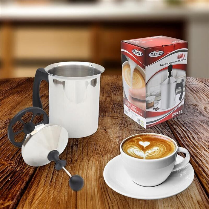 MAURY'S MILKY CAPPUCCINATORE MANUALE IN ACCIAIO INOX CON CAPIENZA DI 800 ML