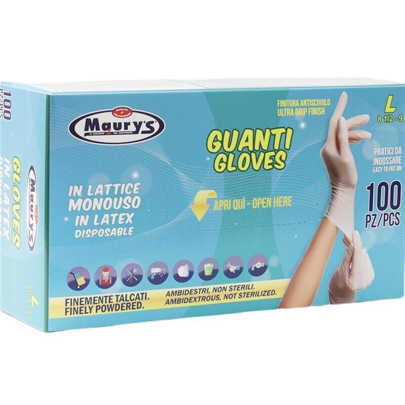 MAURY'S GUANTI IN LATTICE IN CONFEZIONE DA 100 PEZZI TAGLIA L