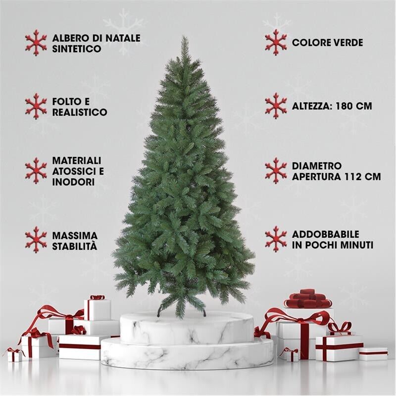 ALBERO DI NATALE MONTEMAURO 180 CM VERDE ARTIFICIALE