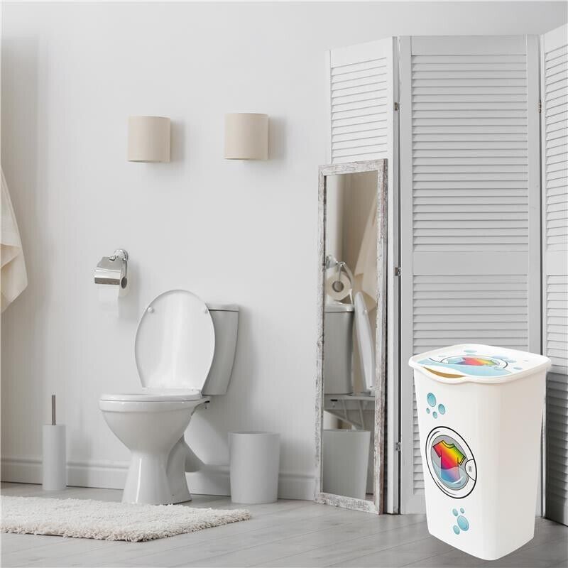 SET BIDONE RACCOLTA BIANCHERIA PER PANNI COLORATI + PATTUMIERA CON PEDALE BIANCA