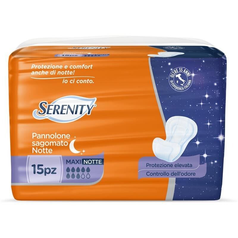 SET 3 CONFEZIONI DI SERENITY PANNOLONI SAGOMATI MAXI NOTTE DA 15 PEZZI