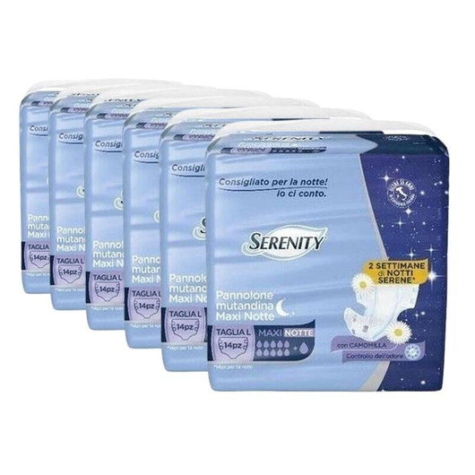 SET 6 SERENITY PANNOLONE MUTANDINA MAXINOTTE CON CAMOMILLA TAGLIA L 14 PZ