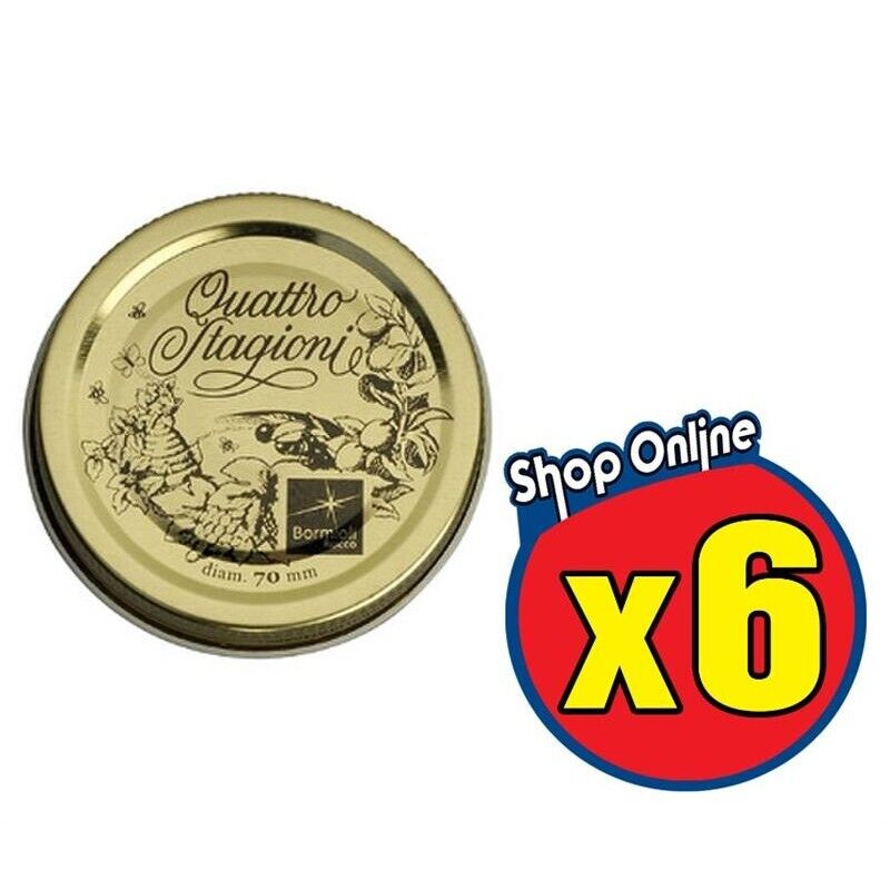 6 COPERCHI 86 MM PER BARATTOLI QUATTRO STAGIONI BORMIOLI CAPSULE DIAMETRO