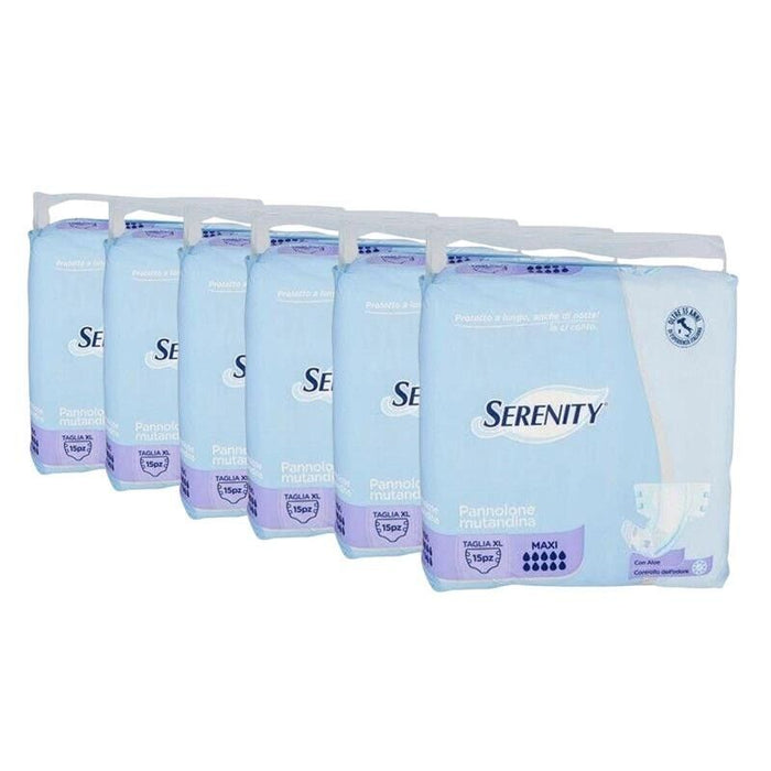 SET 6 SERENITY PANNOLONE MUTANDINE MAXI CON ALOE GIORNO/NOTTE TAGLIA XL 15 PEZZI