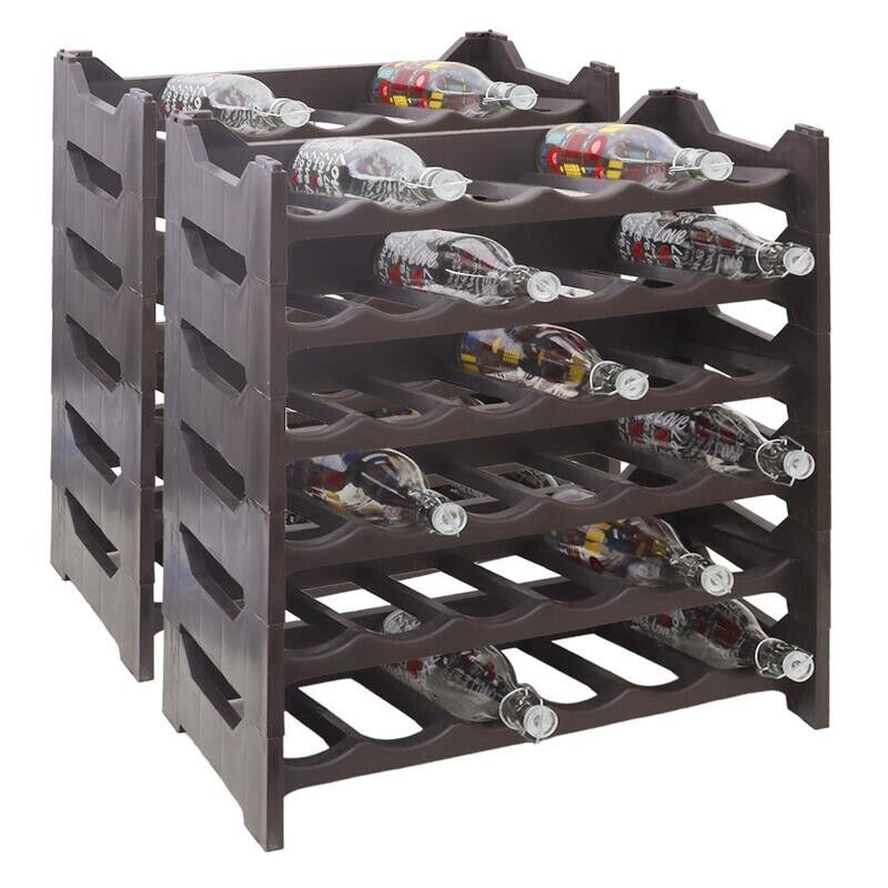CANTINETTA PORTABOTTIGLIE IN PLASTICA MODULARE 72 BOTTIGLIE MARRONE