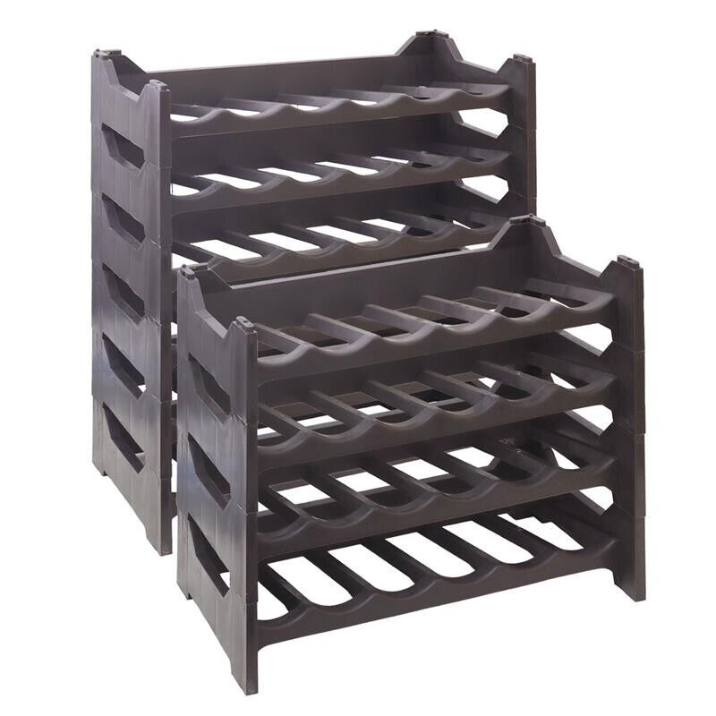 CANTINETTA PORTABOTTIGLIE IN PLASTICA MODULARE 60 BOTTIGLIE MARRONE