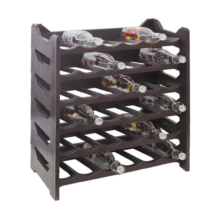 CANTINETTA PORTABOTTIGLIE IN PLASTICA MODULARE 36 BOTTIGLIE MARRONE