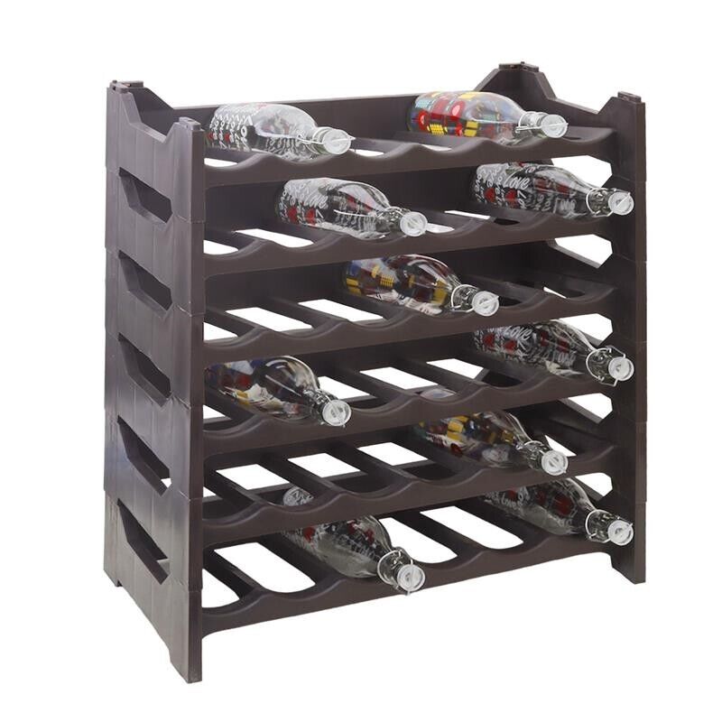 CANTINETTA PORTABOTTIGLIE IN PLASTICA MODULARE 36 BOTTIGLIE MARRONE