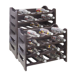 CANTINETTA PORTABOTTIGLIE IN PLASTICA MODULARE 60 BOTTIGLIE MARRONE