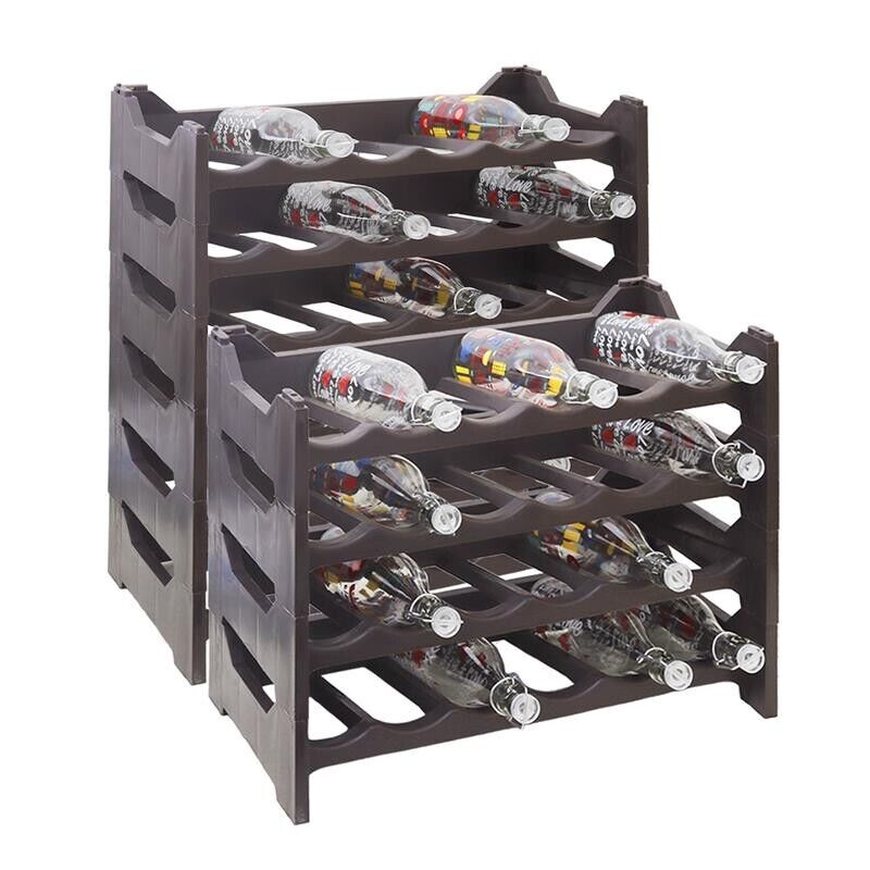 CANTINETTA PORTABOTTIGLIE IN PLASTICA MODULARE 60 BOTTIGLIE MARRONE