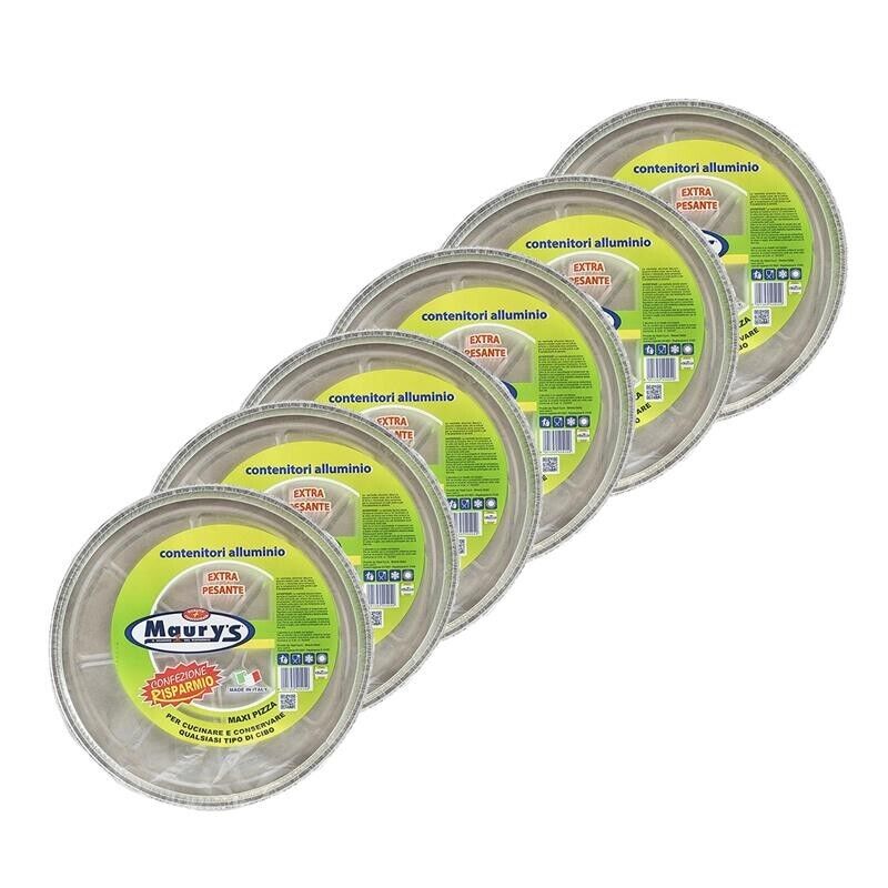 MAURY'S SET DA 6 CONTENITORI PER PIZZA IN ALLUMINIO DA 5 PORZIONI