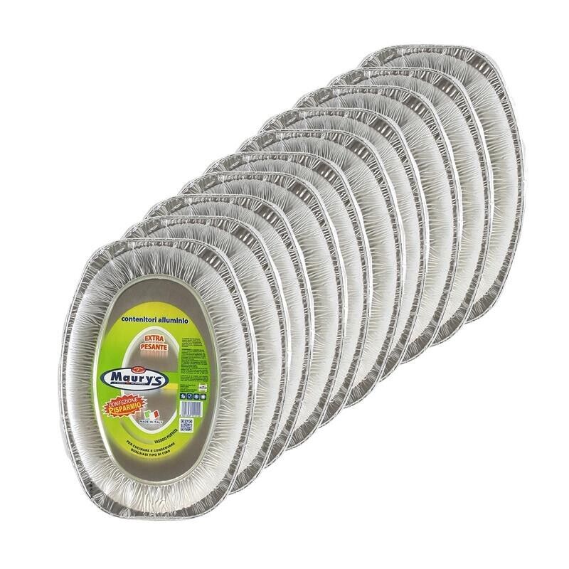 MAURY'S SET DA 10 VASSOI PICCOLI DA PORTATA IN ALLUMINIO 35 X 25 CM