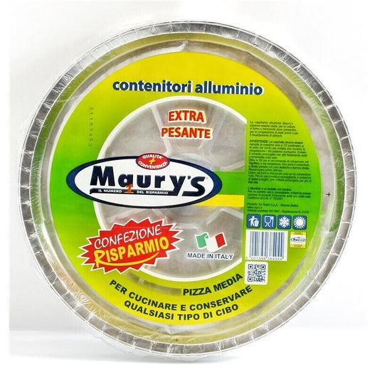 MAURY'S SET 4 CONTENITORI ROTONDI PER PIZZA IN ALLUMINIO EXTRA PESANTE