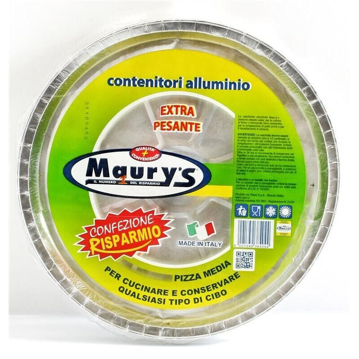 MAURY'S SET 4 CONTENITORI ROTONDI PER PIZZA IN ALLUMINIO EXTRA PESANTE