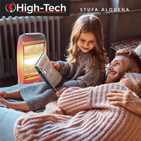 HIGH-TECH STUFA ALOGENA 400-800-1200 W 3 LIVELLI DI POTENZA SPEGNIMENTO AUTOMATICO RUOTA IN 2 DIREZIONI