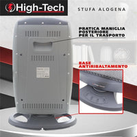 HIGH-TECH STUFA ALOGENA 400-800-1200 W 3 LIVELLI DI POTENZA SPEGNIMENTO AUTOMATICO RUOTA IN 2 DIREZIONI