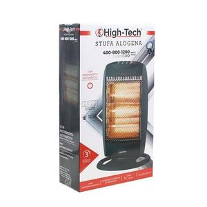 HIGH-TECH STUFA ALOGENA 400-800-1200 W 3 LIVELLI DI POTENZA SPEGNIMENTO AUTOMATICO RUOTA IN 2 DIREZIONI