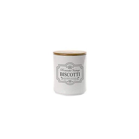 BISCOTTIERA VINTAGE IN CERAMICA CON TAPPO IN LEGNO 14 X 17 CM