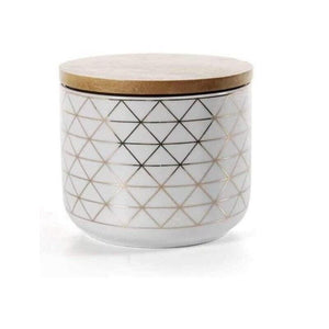 BARATTOLO IN PORCELLANA CON TAPPO IN LEGNO 10 X H8CM