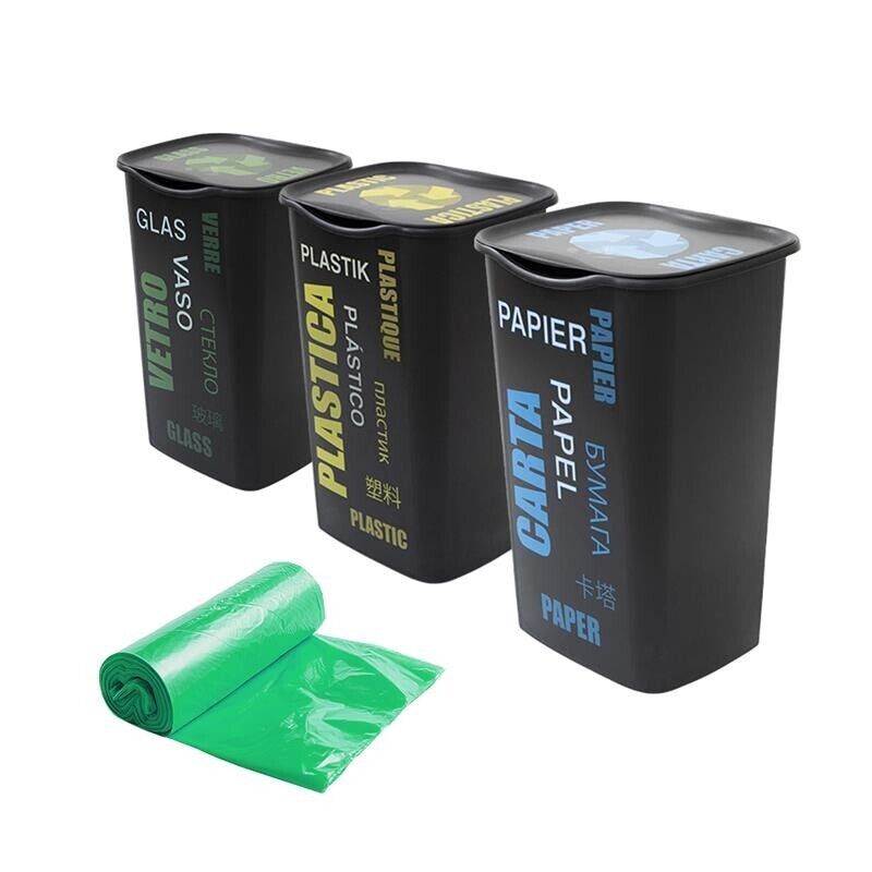 TRIS PATTUMIERE PER RACCOLTA DIFFERENZIATA CON 10 SACCHI PROFUMATI