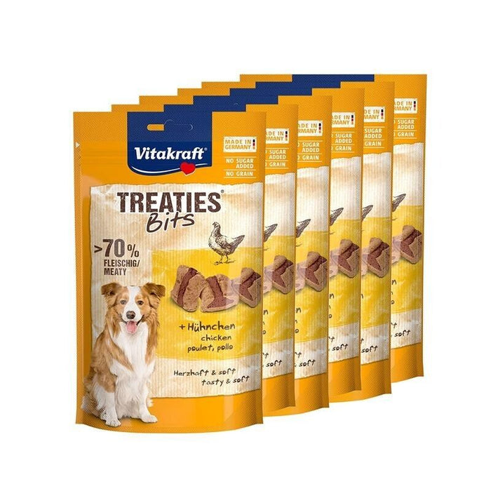 SET 6 CONFEZIONI TREATIES BITS SNACK PER CANI POLLO E BACON DA 120 GR CIASCUNA