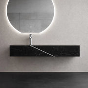 Lavabo consolle sospeso astrid artificial stone nero e bianco venato elegante moderno *** finitura- nero, confezione 1