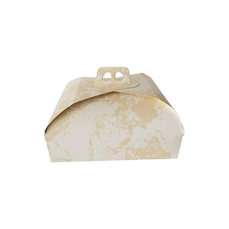 SCATOLA PORTA TORTE EASY BAKE BIANCA E ORO 36 X 36 CM