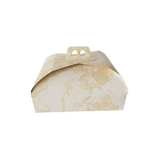SCATOLA PORTA TORTE EASY BAKE BIANCA E ORO 36 X 36 CM