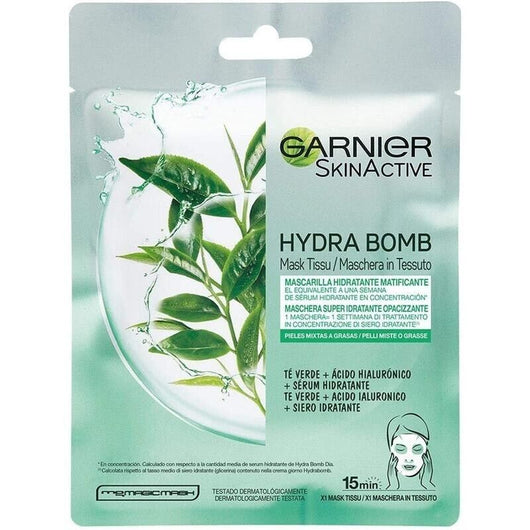 GARNIER SKIN ACTIVE MASCHERA IN TESSUTO AL TÈ VERDE PER PELLI MISTE O GRASSE