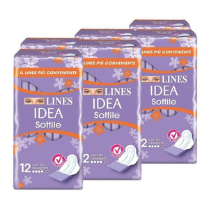 SET 6 LINES IDEA SOTTILE ASSORBENTI RIPIEGATI CON ALI IN CONFEZIONE DA 12 PEZZI
