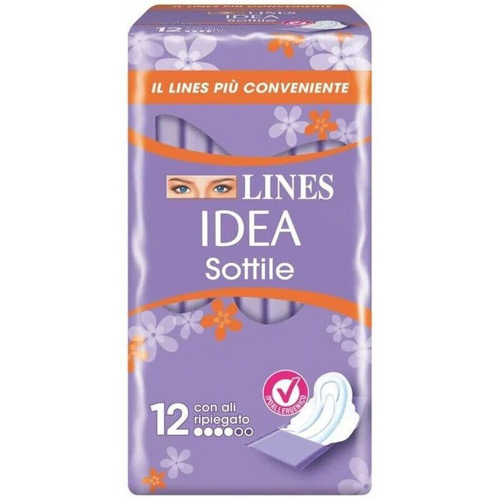 SET 6 LINES IDEA SOTTILE ASSORBENTI RIPIEGATI CON ALI IN CONFEZIONE DA 12 PEZZI