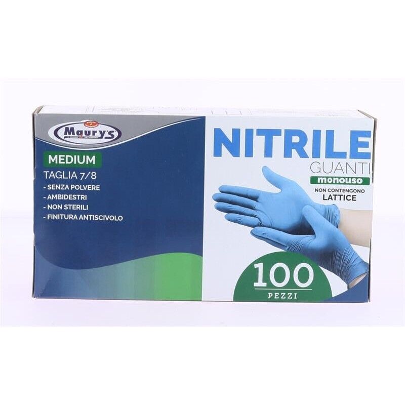 GUANTI IN NITRILE IDEALI PER CONTATTO CON ALIMENTI IN CONFEZIONE DA 100 PZ TG M