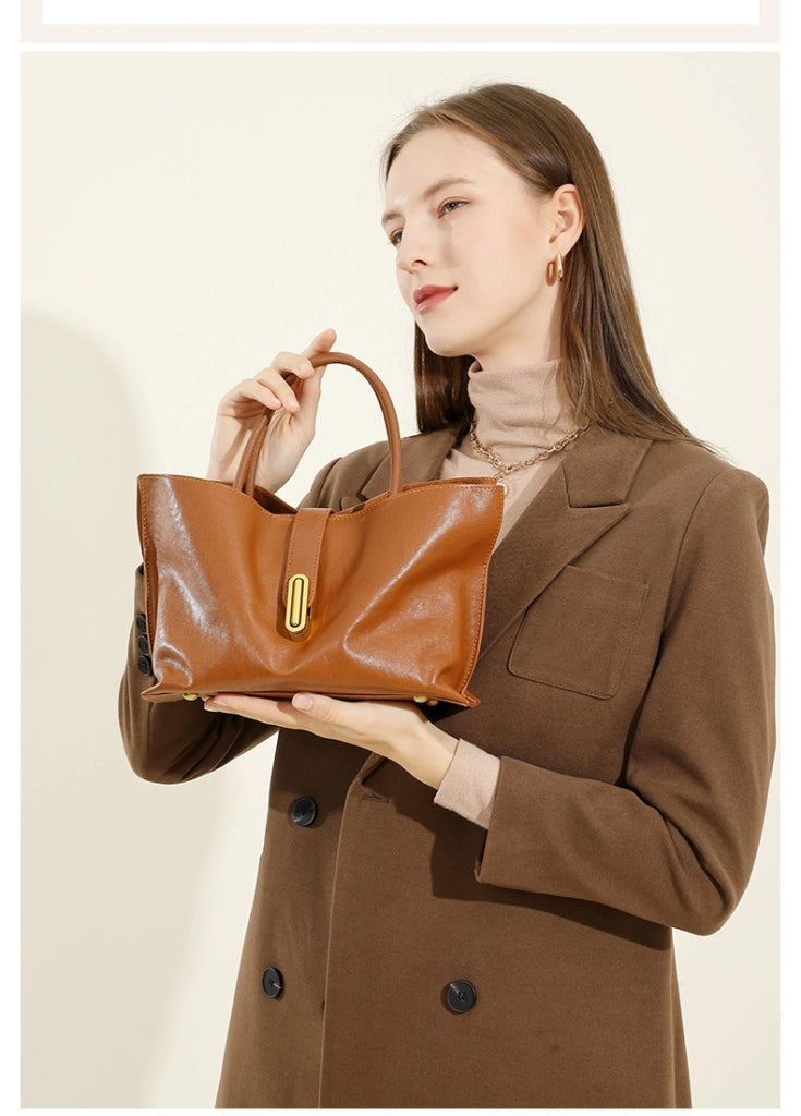 Borsa a tracolla da donna in vera pelle, marrone