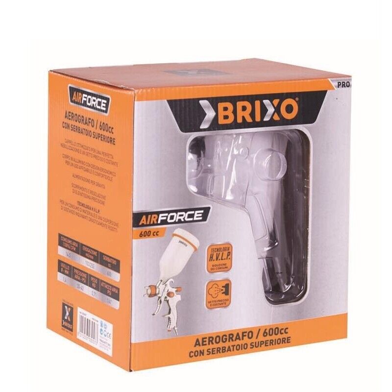 AEROGRAFO BRIXO SUPERIORE AIRFORCE SERBATOIO 600 CC CORPO IN ALLUMINIO
